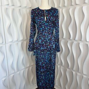 Zara Blue Midi Dress Thigh Slit